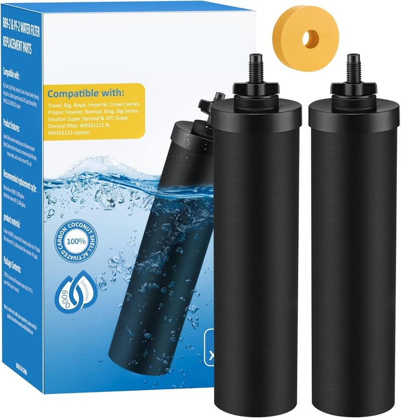 LUFFYLIVE Water Filter Replacement Compatible with Berkey Water Filter System, BB9-2 Replacement Filter Compatible with Berkey Big, Light, Imperial, Travel, Crown, Royal Series (2 Pack) - Image 1
